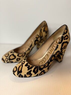 Sam Edelman Leopard-Print Block Heel - Tan/Black Stillson calf hair pump